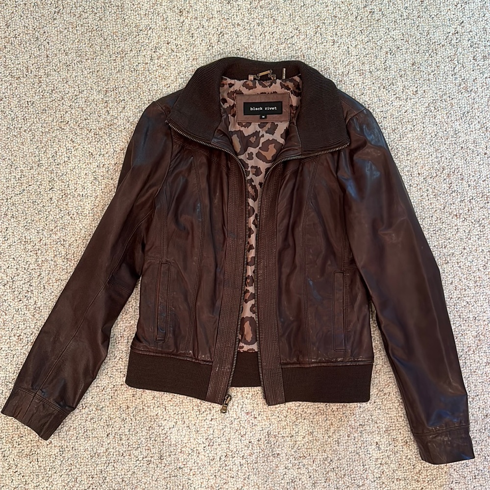 Brown leather jacket size medium
